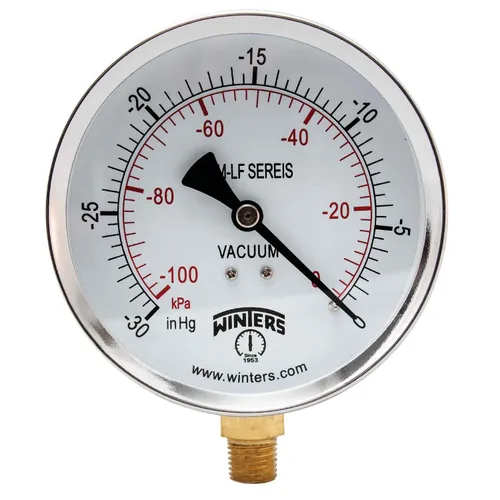 Miniatura 6 de Winters - Medidor de presión de 4 pulgadas, calibre de presión económico, interior de latón potable, caja de acero, escala doble 0-100 psi/kPa