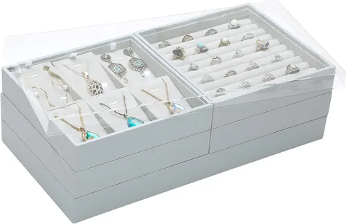 Miniatura 6 de Bandejas mágicas apilables para joyas, organizador de cajones de armario para accesorios, gadgets y cosméticos, caja de almacenamiento