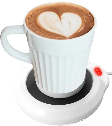 Evelots Calentador eléctrico de tazas de escritorio, placa de calentamiento de velas, calentador de taza de café, también ideal para té caliente,