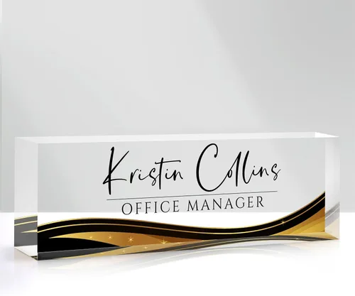 Miniatura 16 de Placa de nombre personalizada para escritorio, placa de nombre personalizada en cristal acrílico transparente, regalos de agradecimiento para Tinta