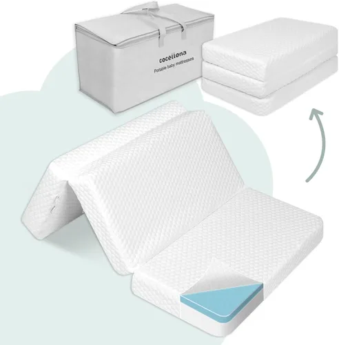 Miniatura 7 de Colchón triple Pack and Play, 38 x 26 pulgadas, colchón de espuma viscoelástica de doble cara para Pack n Play, colchones plegables portátiles