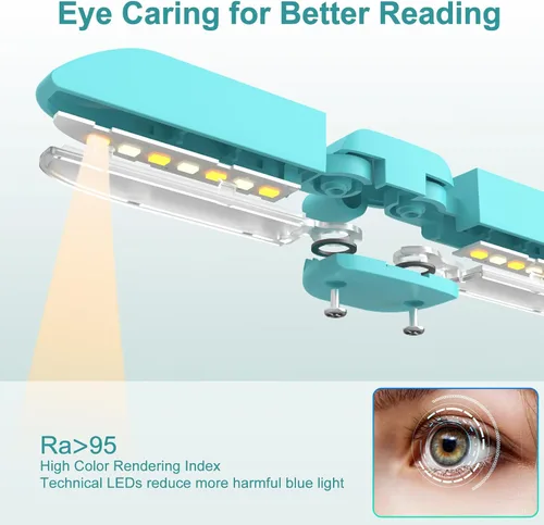 Miniatura 2 de Vekkia - Lámpara de lectura recargable con 14 LED para leer por la noche, luz de lectura para cuidar los ojos para libros en la cama, ajustable