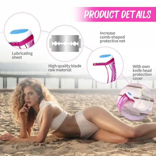 Miniatura 3 de Honoson 16 piezas de maquinilla de afeitar desechables para mujer, kit de afeitado de piel sensible con cubierta protectora, recortadora de Varios