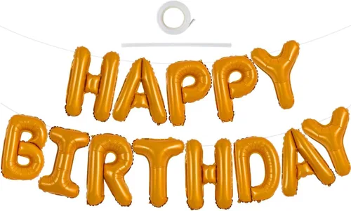 Miniatura 17 de TONIFUL Pancarta de Globos Negros de Feliz Cumpleaños de 16 Pulgadas con Letras de Papel de Aluminio Mylar, Cartel Banderín Reutilizable