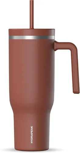 Miniatura 34 de Hydrapeak Voyager Vaso de 40 oz con Asa y Tapa con Pajita Botella de Agua Reutilizable de Acero Inoxidable Taza de Viaje Compatible con Portavasos