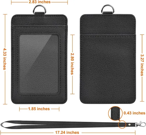 Miniatura 5 de Paquete de 2 soportes para tarjetas de identificación de piel sintética, soporte para tarjetas de identificación de Life-Mate con 1 ventana