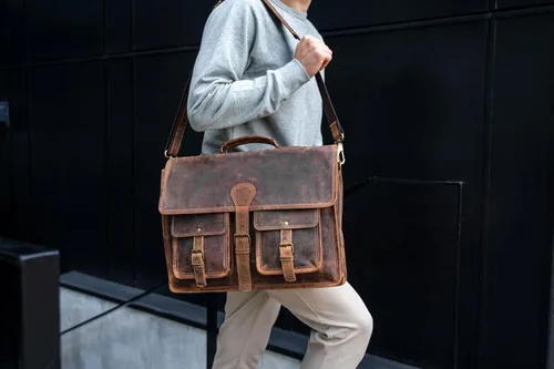 Miniatura 2 de Maletín de cuero 18 pulgadas portátil bolso de mensajero para hombres y mujeres mejor bolso de oficina