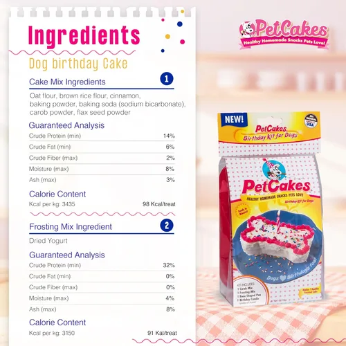 Miniatura 3 de Kit de Pastel de Cumpleaños para Perros PetCakes - Golosinas Completamente Naturales - De Cachorros a Perros Grandes, Sabor a Algarrobo - 5.5 Oz