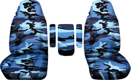 Miniatura 15 de Fundas para asientos y 3 fundas para reposabrazos de camiones Ford (Uno por asiento + Central) (16 impresiones, diseño de camuflaje), verde