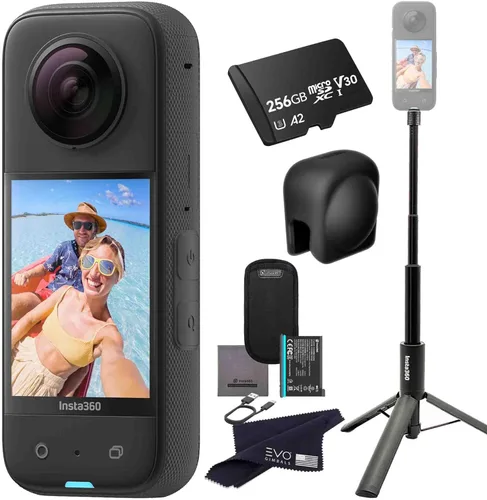 Insta360 Paquete de trípode X3 Selfie Stick - Cámara de acción impermeable de 360 con sensores de 1/2 pulgada de 48 MP, video HDR 5.7K 360, foto de