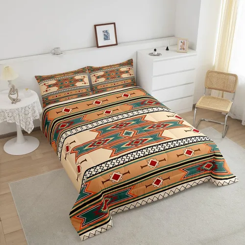 Miniatura 3 de Erosebridal Juego de edredón exótico tamaño individual, ropa de cama tribal, estadounidense, suroeste, étnico, bohemio, abstracto, geométrico, juego