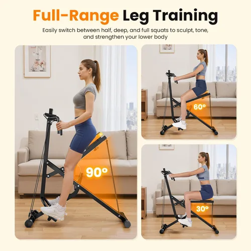 Miniatura 2 de OWLSKY - Máquina de remo y sentadillas para entrenamiento en casa, plegable con asistencia para sentadillas y entrenador de remo con monitor LCD, 3