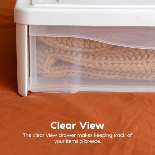 Miniatura 9 de IRIS USA 22 Qt Almacenamiento bajo la cama, organizador apilable de plástico con cajón deslizante, paquete de 2 unidades, multiusos para ropa