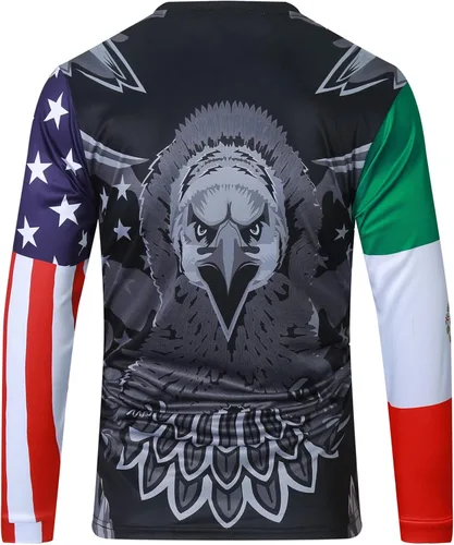Miniatura 3 de Keebik Camiseta de ciclismo para hombre, camiseta de MTB de manga larga, México Mountain Bike Motocicleta, Carreras, Ropa