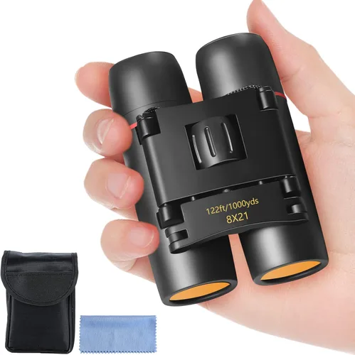 AHFLRITO Prismáticos Compactos, Prismáticos Ligeros Plegables Pequeños para Adultos y Niños, Portátiles Impermeables para Observación de Aves,
