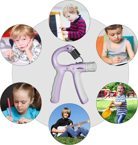Miniatura 6 de Fortalecedor de agarre de mano para niños y jóvenes, agarre de mano de resistencia ajustable de 11 a 45 libras, empuñaduras para entrenamiento