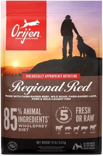 Miniatura 13 de ORIJEN Comida seca para perros sin granos, sin aves, con alto contenido de proteínas, receta regional roja, bolsa de 4.5 libras