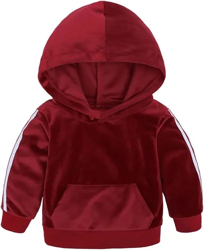 Miniatura 2 de MYGBCPJS Conjunto deportivo de terciopelo de 2 piezas para niños y niñas, sudadera con capucha de manga larga + pantalones deportivos con cintura