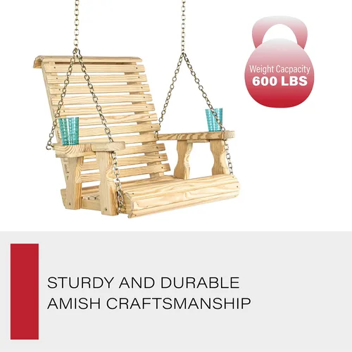 Miniatura 4 de Amish Casual Silla giratoria resistente con tratamiento a presión con portavasos (mancha de cedro)