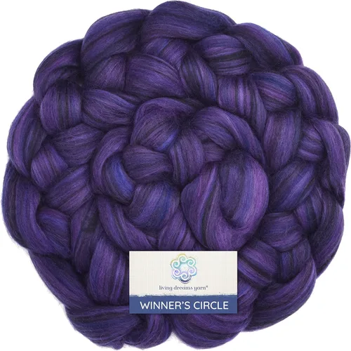 Winner's Circle - Fibra merino superfina para hilar y fieltro. Mezcla superior peinada súper suave en impresionantes mezclas de colores, Larkspur