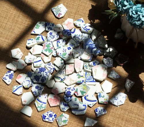 Miniatura 4 de Lanyani Azulejos de Porcelana de Cerámica Rota para Manualidades de Mosaico Azulejos de Mosaico de Plato de China Azul y Blanco Esmaltados