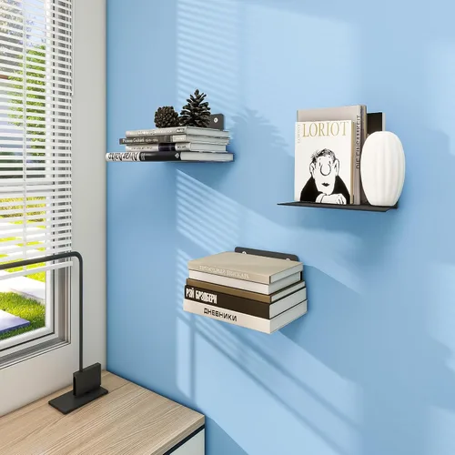 Miniatura 2 de Estantería flotante de libros FENTEC para pared, estantería flotante invisible montada en la pared, estanterías colgantes resistentes, estante