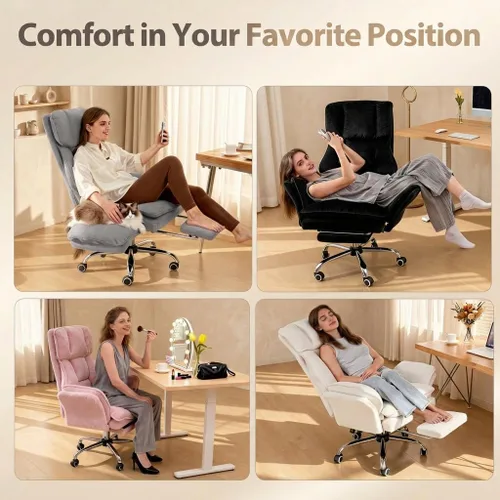 Miniatura 4 de Silla de oficina grande y alta, silla ergonómica ejecutiva para juegos de computadora con reposapiés, reposabrazos abatibles para mascotas y espacio