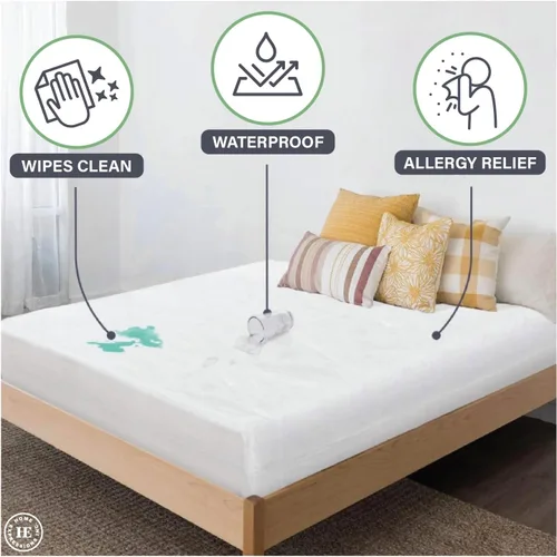 Miniatura 5 de Home Expressions Protector de colchón de vinilo plástico 4Gauge, estilo sábana bajera, impermeable, transpirable y con protección contra derrames