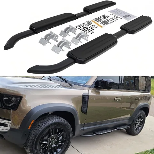 Estribos negros para Land Rover Defender 110 130 2020-2024 2025 2026 - Estribos laterales para barra nerf protectora Pedales 4 puertas