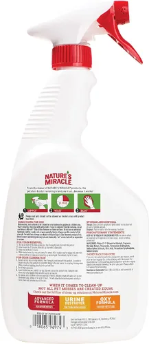 Miniatura 2 de Nature's Miracle Removedor de Manchas y Olores, Eliminador de Manchas Locales y Olores de Mascotas, Fórmula Enzimática, Aerosol de 32 Onzas
