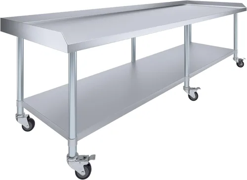 Miniatura 14 de AmGood Soporte para equipo de acero inoxidable con estante inferior + ruedas, resistente, grado comercial, certificado NSF