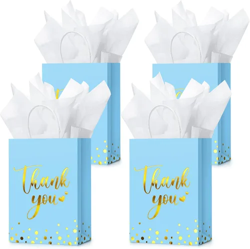 Miniatura 13 de Tinlade 30 bolsas de regalo de agradecimiento con papel de seda dorado con asa para graduación, negocios, compras, boda, ducha, regalos de fiesta