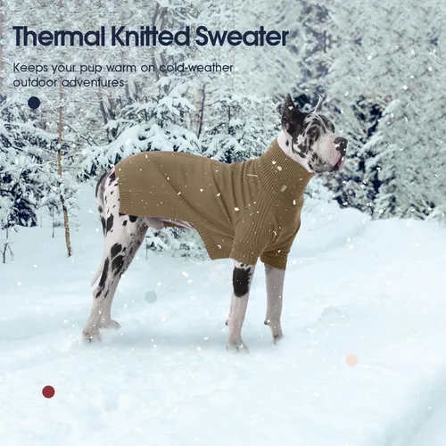 Miniatura 5 de IECOii Suéter extragrande para perro, suéteres térmicos cálidos para perros de raza gigante, ropa de punto, cuello alto de invierno, elástica
