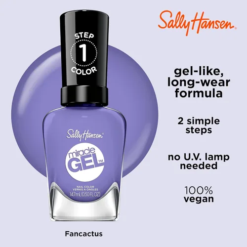 Miniatura 4 de Sally Hansen Miracle Gel Esmalte de uñas de calidad de salón Fórmula tipo gel, sistema de dos pasos, no necesita luz UV, larga duración Opaco