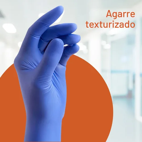 Miniatura 2 de Guantes de examen de nitrilo Caring, azules, sin polvo, guantes desechables para atención médica, primeros auxilios, limpieza, preparación de Large