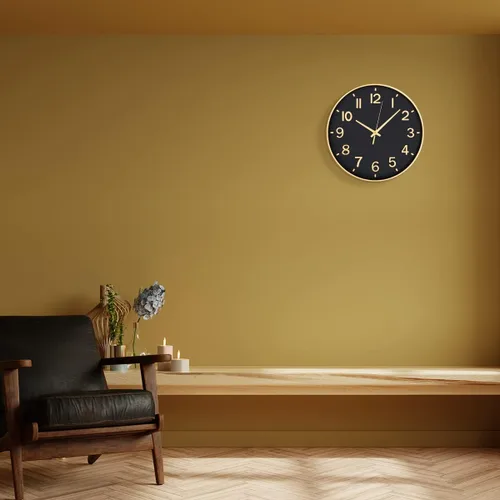 Miniatura 5 de HZDHCLH Relojes de Pared Negros que Funcionan con Pilas, Reloj Moderno Silencioso Sin Tic Tac de 12 Pulgadas para Pared, Reloj de Pared con Números