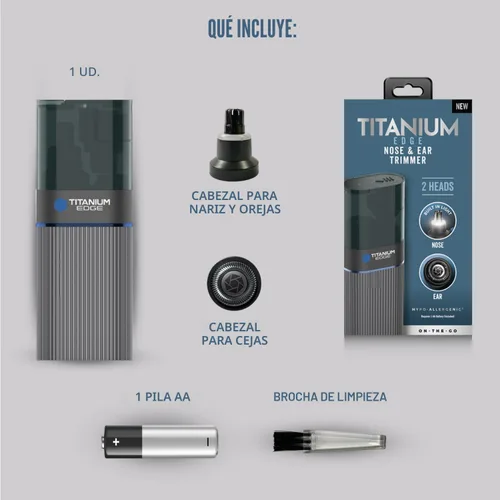 Miniatura 9 de Microtouch Titanium Edge - Recortador de orejas y nariz con doble cabeza de cuchillas rotativas con luz – Resistente al agua – Apto para viajes