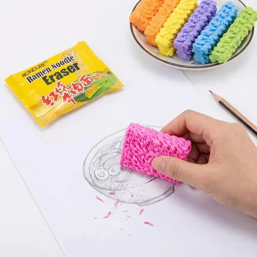 Miniatura 2 de 16 unidades de borradores de comida para niños, para el aula, fideos de ramen picantes, lindos borradores para niños, escritorio a granel, mascotas