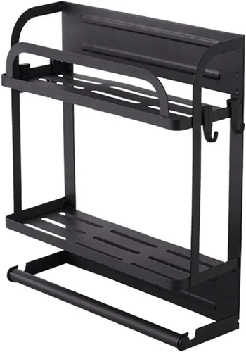 Organizador magnético para especias, estante magnético para refrigerador, estante de almacenamiento con soporte para toallas de papel para Doble