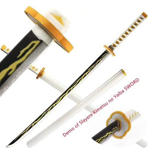 Miniatura 4 de damdos Espada de cosplay de anime de Halloween, espadas de espuma de 41 pulgadas, espadas de fantasey, Agatsuma Zenitsu, espadas Satoman Tanjirou