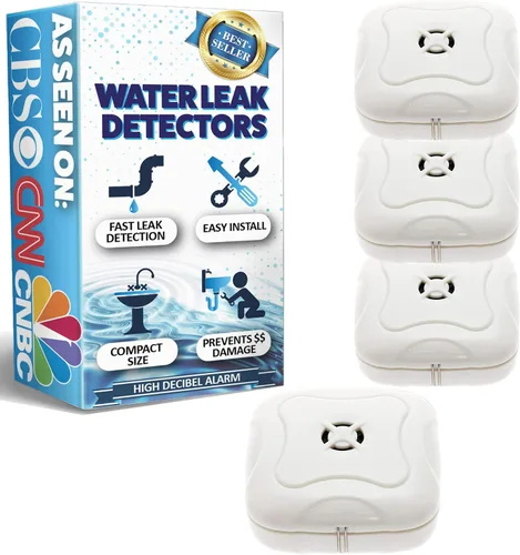 Miniatura 8 de Mindful Design - Paquete de 2 detectores de fugas de agua, sensor de alarma de detección de inundación de 95 dB para baños, sótanos, lavanderías