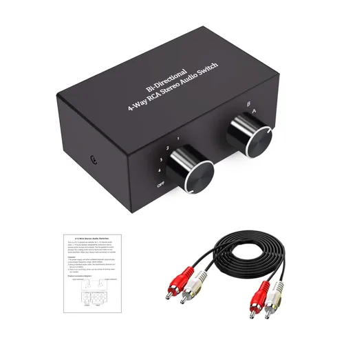 Miniatura 6 de Selector de audio estéreo de 4 vías, caja divisora bidireccional L/R de audio estéreo adecuado para conectar reproductores Blu-ray o reproductores
