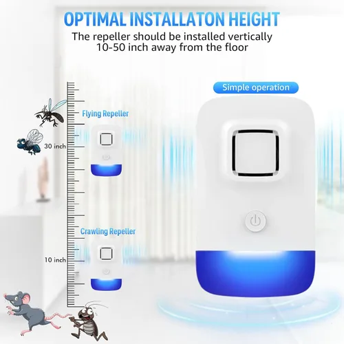 Miniatura 5 de Repelente ultrasónico de control de plagas, repelente electrónico de roedores para interiores y hogares, repelente de mosquitos, asesino de Paquete