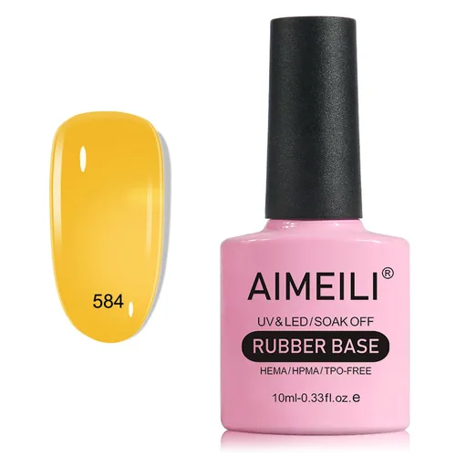 AIMEILI Gel base de goma para uñas, Removible con Remojo UV LED Sin Hema Gel Transparente Translúcido Esmalte de Uñas, 4 en 1 Fortalecedor de