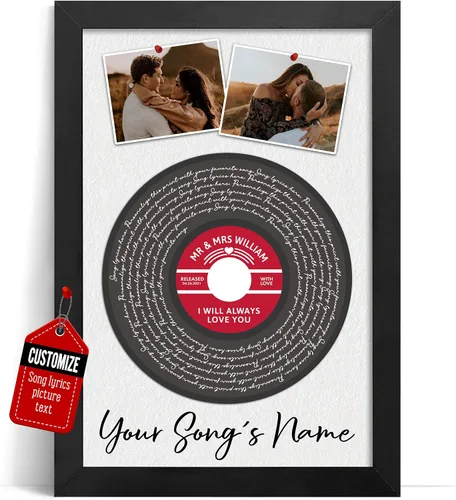 Miniatura 20 de VICILO Póster personalizado con letras de canciones, lienzo para decoración de pared, acordes de canción perfecta, regalo de aniversario de un año