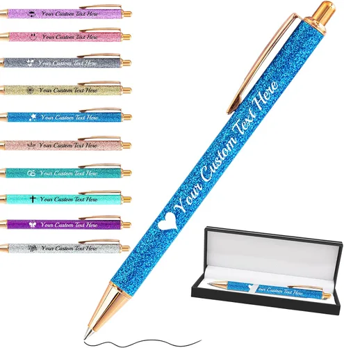 Miniatura 39 de Bolígrafos personalizados con purpurina con nombre a granel, 10 unidades, bolígrafos personalizados con punta de lápiz digital para mujeres y niñas