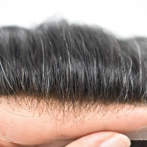 Miniatura 8 de 1B20 unidades de cabello gris Toupee para hombres piezas para hombre NLW sistema de reemplazo de heredero humano europeo para hombres 10x8 "toupee