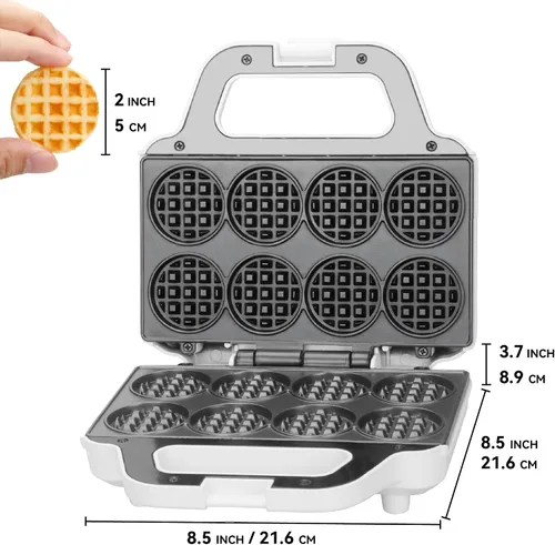Miniatura 7 de SugarWhisk Mini máquina para hacer gofres, plancha para mini gofres para niños, hornea 8 mini gofres de 2 pulgadas, máquina para hacer gofres