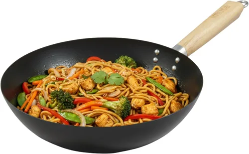 Miniatura 12 de IMUSA Wok antiadherente de acero al carbono de 9.5 pulgadas con mango Cool Touch, color negro
