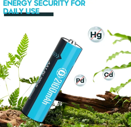 Miniatura 4 de Baterías de litio recargables USB de 1.5 V, tamaño AA, batería doble A de larga duración, 2100 mAh con cable de carga, paquete de 4